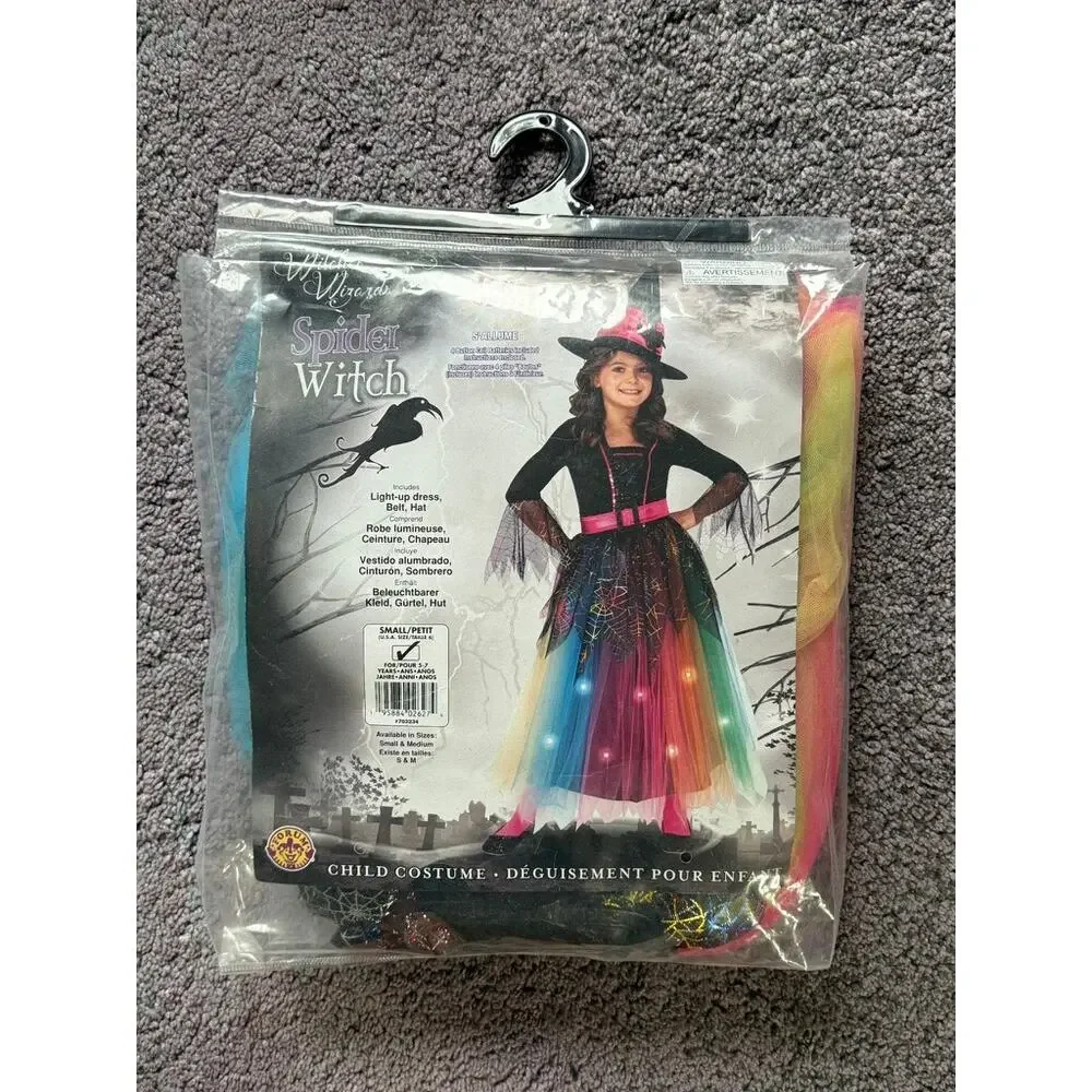 Girls Light-Up Pastel Spider Witch Costume Size Small 5-7 NEW NWT